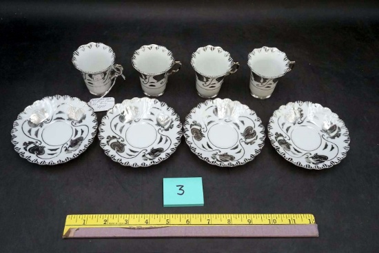 Norcrest silver trimmed cups and saucers.