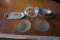 Serving bowls, plates, silver service pieces.