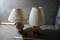 2 dusty pink lamps.