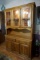 lighted Hutch with lead glass doors. Two pieces. Could be a buffet.