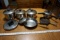 Pots and pans, copper bottoms, cast iron.