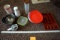 Stainless steel mixing bowls, silverware organizer, Kitchenware.