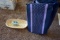 Luggage, basket, glass organizer.