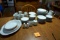 Large silver rimmed China set with serving pieces