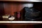Desk organizer, candle and candle holder, coasters, snowman plate.