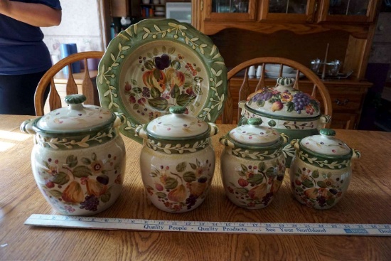 Canisters and serving bowl.