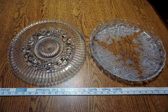 Large glass serving trays.