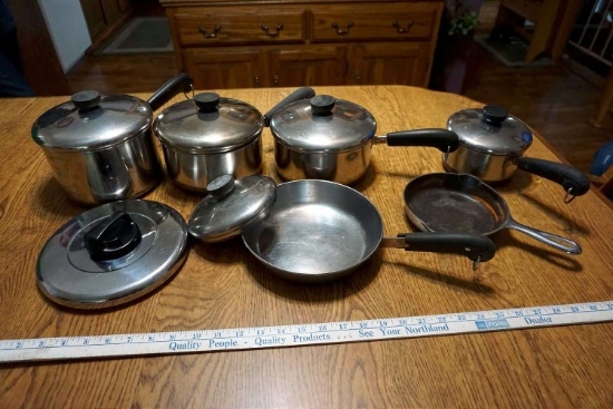 Pots and pans, copper bottoms, cast iron.
