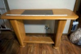 Solid wood console, sofa table with glass insert.