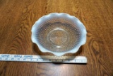 Hobnail milk glass ruffled dish.
