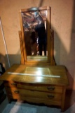 Antique lowboy dresser with mirror on yolk