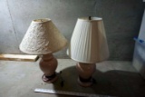 2 dusty pink lamps.