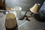 Lamp, shades, candle sticks.