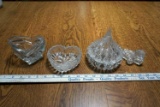 Crystal dishes, heart, butterfly.