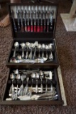 Large silver Ware case with flatware.