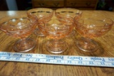 5 pink depression glass Dessert cups