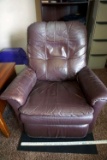 Leather la-z-boy little rocker recliner.