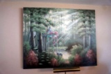 Serene gazebo artwork by Montana. Stretched canvas.