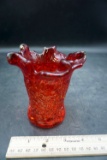 Red glass vase