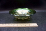 Green Carnival footed bowl.