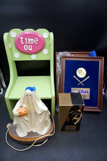 time out chair, ghost, Star Wars, baseball.