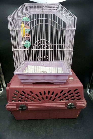 Bird cage, pet carrier.