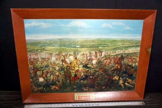 Custer's last fight. Budweiser advertising print. Entirely cardboard, even the frame. Very cool piec