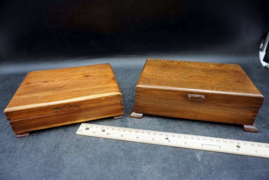 Two wooden trinket boxes.