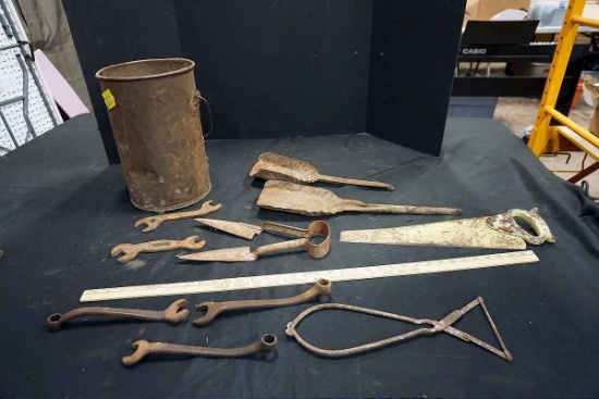 Antique bucket of tools