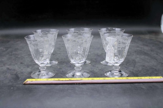 Set of six glasses. Fostoria.