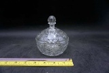 Glass bowl with lid.