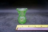 green depression glass vase.