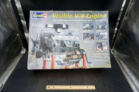 Visible V8 engine model kit.