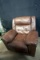 Large leather recliner with built in Plugins and usbs.