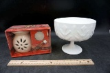 Apple Cider Fragrance Oil Burner Set, Milk Glass Bowl