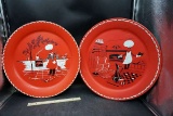 Red decorative plates