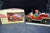 Battery Operated Fire Chief Tin Litho Toy