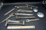 Antique wrenches, tools.