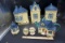 Cracker Barrel Village canister set, Teapot, S&P shakers, Sugar