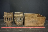 Wagon Wheel center,  Wooden crate