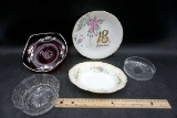 Anniversary glassware, painted plates, Ruby glass, clear glass and more.
