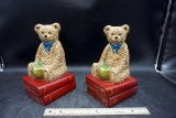 Teddy bear cast iron bookends.