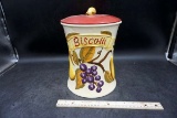 Biscotti jar with lid.