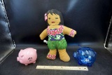 piggy banks, luau girl.