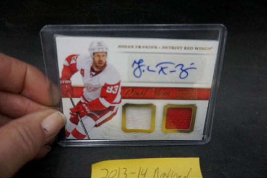 Jordan Franzen. 2013-14 National Treasures. Dual Man.  NHL Hockey Card