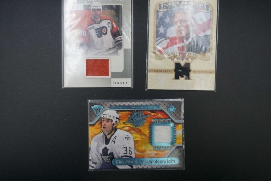 3 Hockey Game Used Jersey Cards