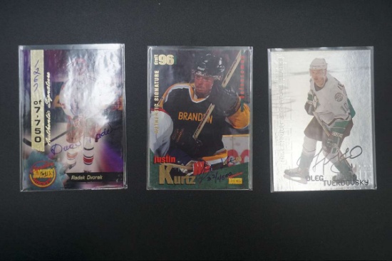 3 Hockey Autographed Cards