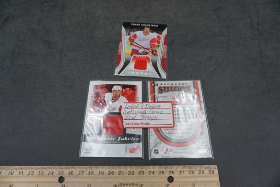 3 Detroit Red Wings Game Used Jersey Cards