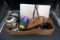 Native pride, large leather belt, Lantern, travel mugs, DVD player.
