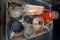 Owl, kitchen utensils, Coca Cola hot dog toaster.